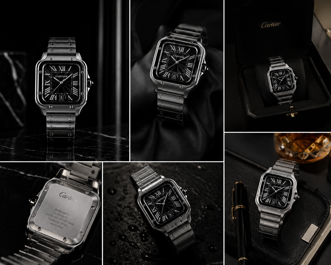 Black Dial Silver Cartier