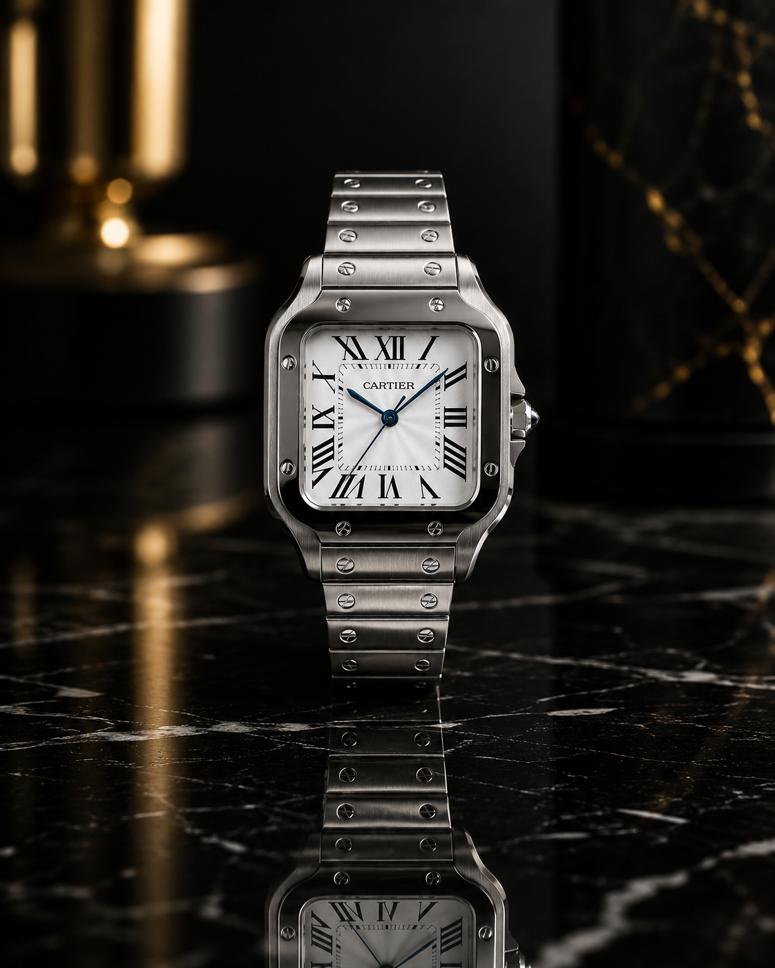 White Dial Silver Cartier